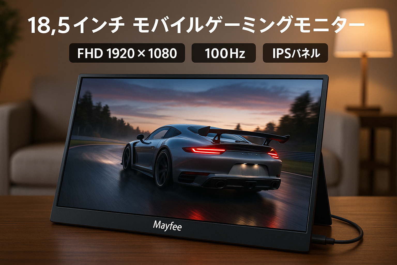 Mayfee! モバイルモニター 18.5インチ 100Hz ゲーミングモニター FHD 1920 x 1080 広色域 IPS液晶パネル モバイルディスプレイ 自立型スタンド VESA対応 HDRモード スピーカー内蔵 Type-C/ミニ HDMI PS4/XBOX/Switchなど対応(1920*1080 100hz)