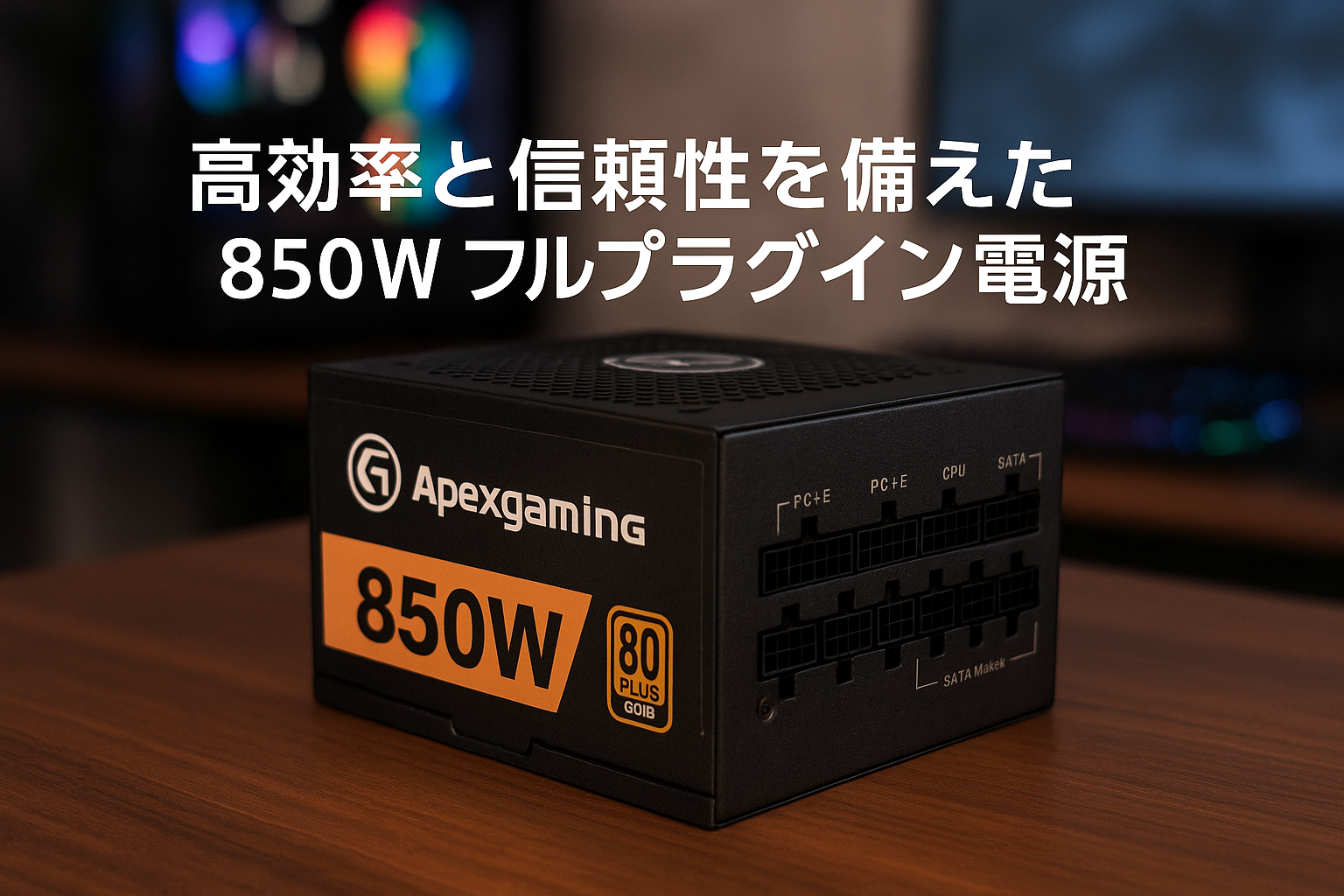 Apexgaming AGシリーズ 80 PLUS GOLD認証 850W フルプラグインATX電源 10年保証 PSU AG-850M-V2-JP PSEケーブル (850W)