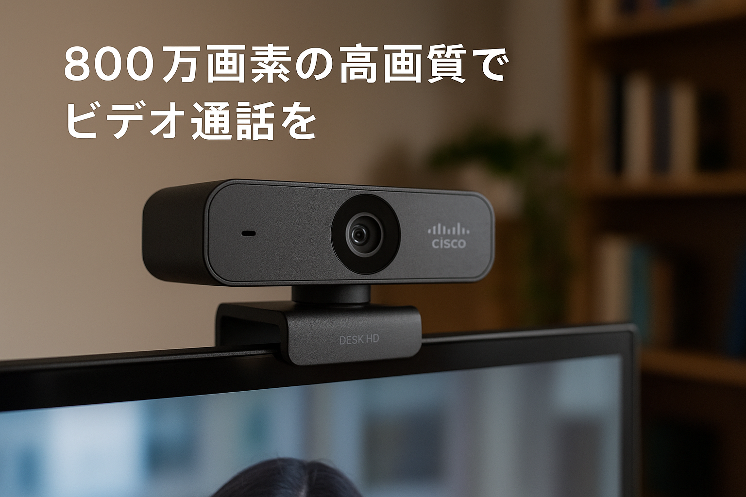 Cisco Desk HD 1920 x 1080 ウェブカメラ 800メガピクセル ブラック (CD-DSKCAMD-C-US)