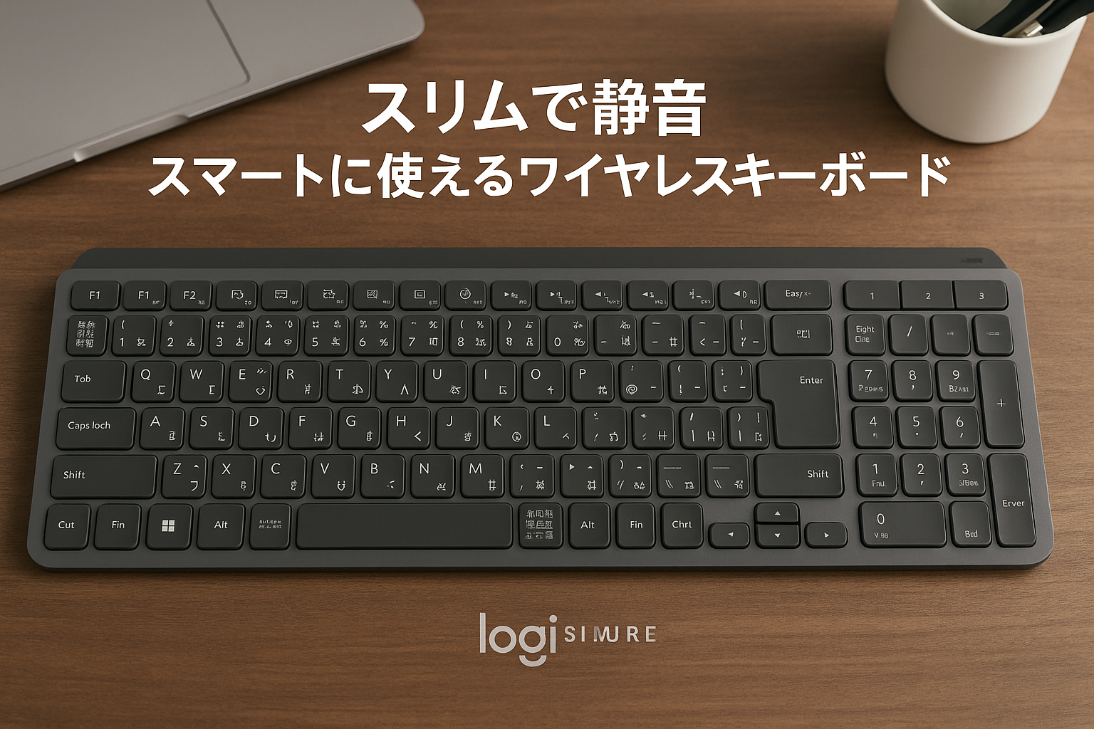 ロジクール SIGNATURE SLIM ワイヤレス キーボード K950GR 薄型 静かなタイピング Bluetooth Logi Bolt ワイヤレスキーボード テンキー 無線 Easy-Switch 日本語配列 電池寿命36ケ月 Windows Mac Chrome Android K950 グラファイト 国内正規品