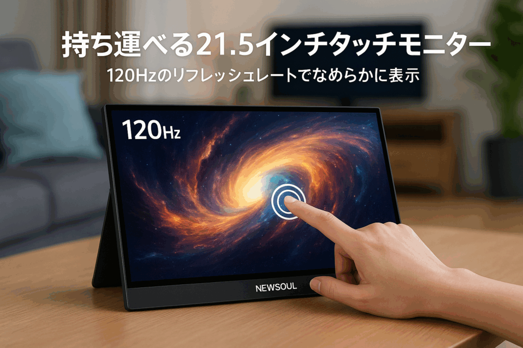 Newsoul モバイルモニター 21.5インチ タッチパネル 120HZ 持ち運びモニター 1920x1080FHD ポータブルディスプレイ 自立型 ゲーミングモニタ 75mm標準型VESA穴 サブモニタ IPS液晶パネル モバイルディスプレイ USB Type-C/標準HDMI PS4/5/XBOX/Switch/PC/Macなど対応 ゲーム/エンターテインメント