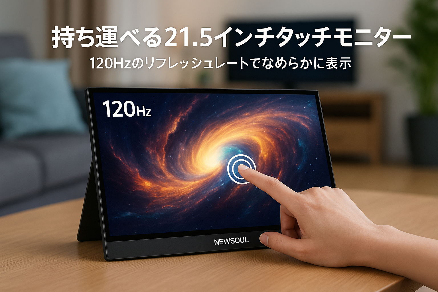 Newsoul モバイルモニター 21.5インチ タッチパネル 120HZ 持ち運びモニター 1920x1080FHD ポータブルディスプレイ 自立型 ゲーミングモニタ 75mm標準型VESA穴 サブモニタ IPS液晶パネル モバイルディスプレイ USB Type-C/標準HDMI PS4/5/XBOX/Switch/PC/Macなど対応 ゲーム/エンターテインメント