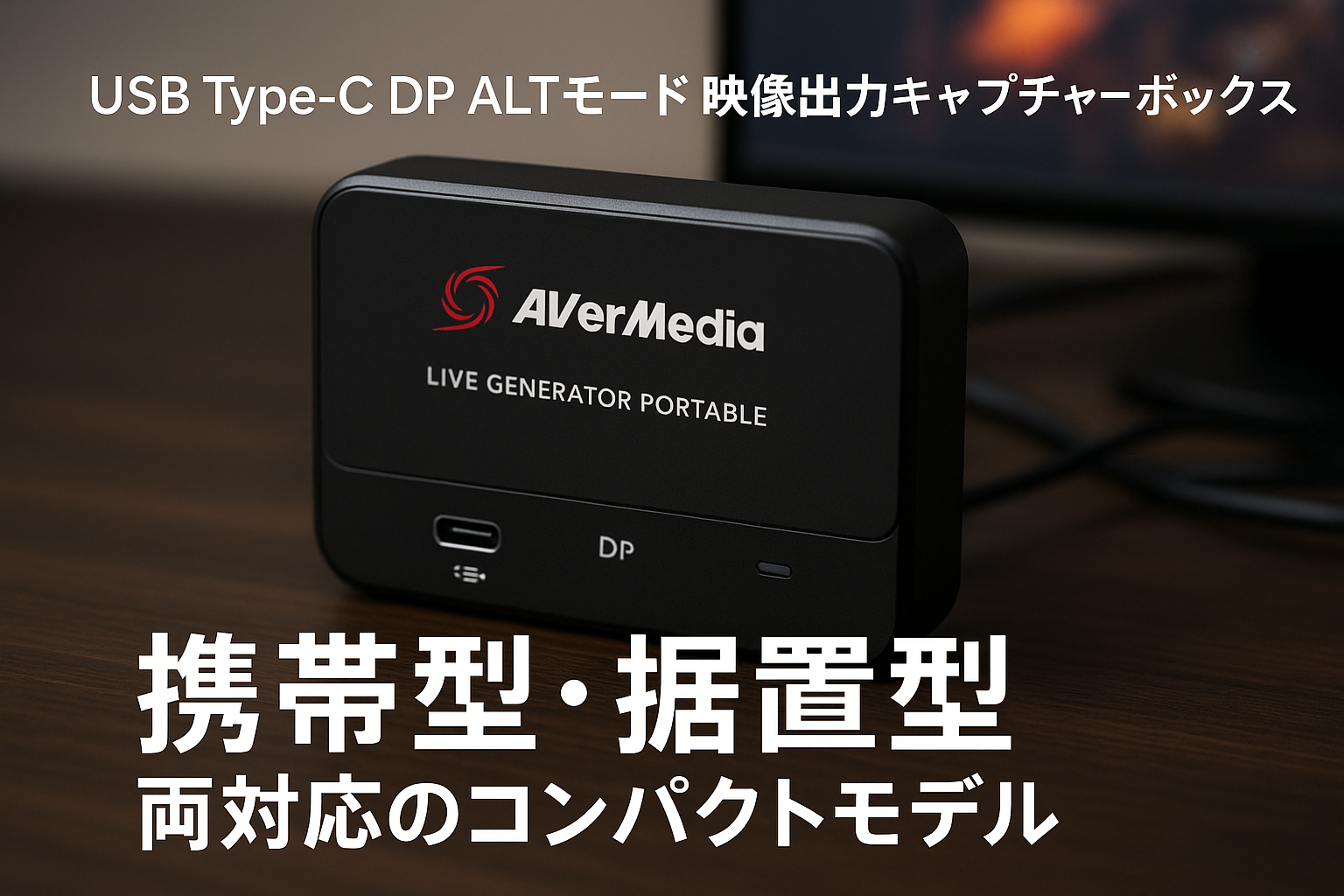 AVerMedia LIVE GENERATOR PORTABLE GC515 USB Type-C DP ALTモード 映像出力 キャプチャーボックス Black GC515BK DV0956