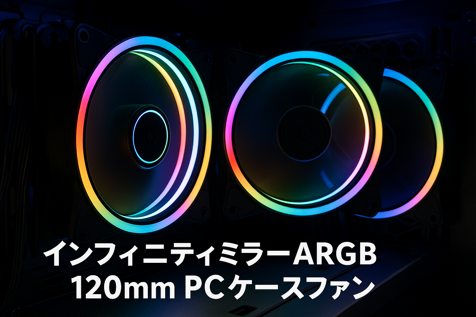 AsiaHorse PCケースファン 120MM 3本 1800RPM インフィニティミラーARGB PWM ファン 4Pin PWM、5V 3Pin ARGB 正向きファンブレード(排気)/高精度・高性能HDBベアリング/作動時間50,000時間/24個のLEDライト。Asus Aura ASRock GIGABYTE MSI RGBとの互換性あり AMICI-5GT-Black-N