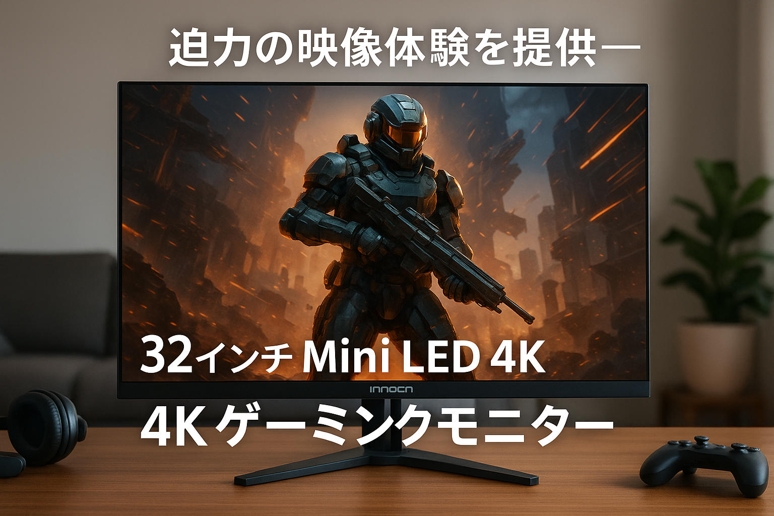 INNOCN ミニLED 4K ゲーミングモニター 32インチ 1ms HDR1000 MiniLED QD 量子ドット HDMI2.1/DP1.4/USB給電65w VRR 160Hz/144Hz対応 ディスプレイ UHD monitor 動画編集 デザイン モニター IPS非光沢 スピーカー付き ゲーム 家庭用 ビジネス(無輝点保証対応) 32M2V-2304ゾーン
