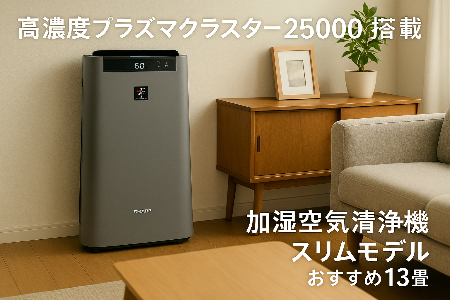 シャープ 空気清浄機 KI-SS50-H プラズマクラスター 25000 加湿 浮遊・付着ウィルス 花粉 空気浄化 薄型スリム おすすめ畳数 13畳 加湿量 600mL/h