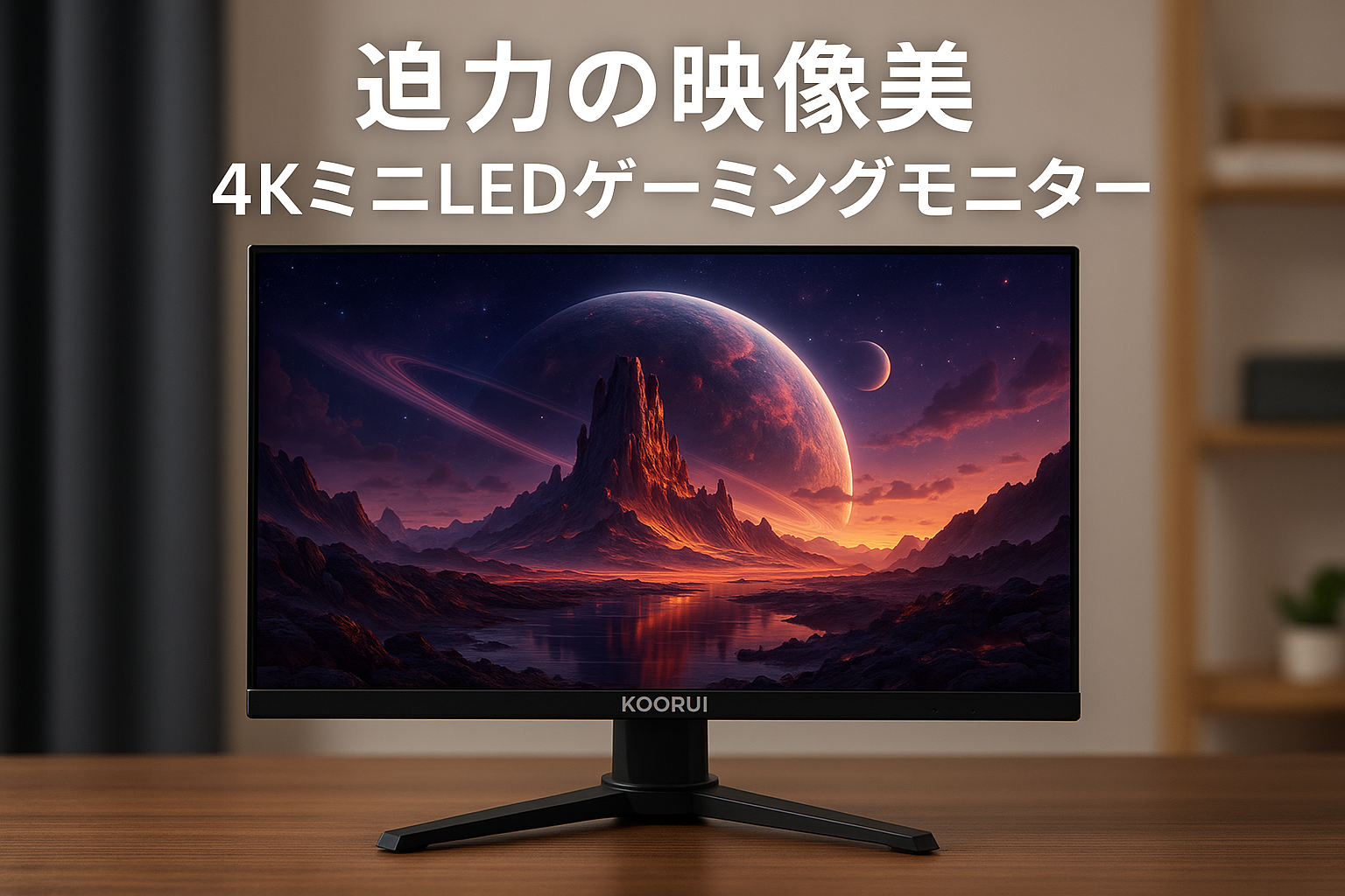 KOORUI MiniLED 27インチ ゲーミングモニター 4K モニター Fast IPSパネル 最大320Hz 1ms高速応答 HDR1400 Dual Mode対応(4K@160Hz/FHD@320Hz) QD 量子ドット広色域/Adaptive Sync/HDMI2.1/DP1.4/Type-c 90W/USB 3.0/VESAマウント対応 縦横回転 高さ調節 S2741LM
