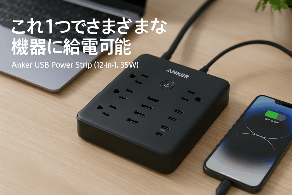 Anker USB Power Strip (12-in-1, 35W) ブラック (USBタップ 電源タップ AC差込口/USB-C/USB-A/延長コード 1.5m) 【PSE技術基準適合/USB Power Delivery対応 】MacBook PD対応 Windows PC iPad iPhone Galaxy Android スマートフォン ノートPC 各種 その他機器対応