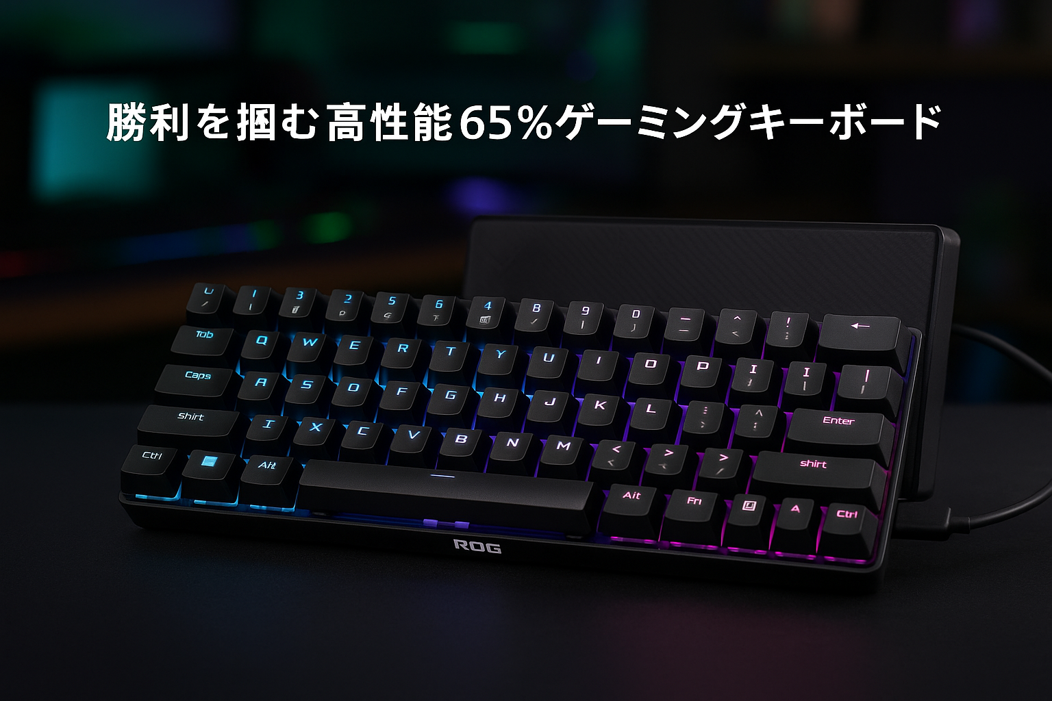 ASUS ゲーミングキーボード ROG Falchion Ace (65%レイアウト/ROG NXメカニカルスイッチ/デュアルUSB-C/タッチパネル/US配列/カバーケース付属/ROGスイッチスタビライザー/消音フォーム/FPS) 国内正規品