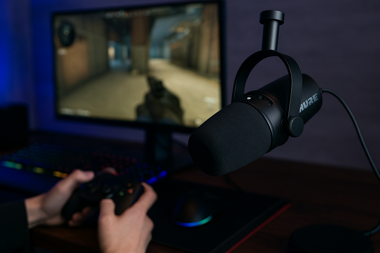SHURE シュア MV6 USB ゲーミング マイクロホン : ゲーム ゲーマー 配信 ストリーミング ダイナミックマイク 単一指向性 USB-C 有線 ノイズ除去 オートレベルモード ミュートボタン MOTIVシリーズ Windows Mac iOS Android 対応 MOTIV MIX アプリ DSP設定 ブラック MV6-J