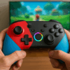 Switch コントローラー TURBO連射機能 マクロ機能 背面ボタン付き 9色RGBライト 1000mAh大容量 Bluetooth 無線接続 スイッチ コントローラー ジャイロセンサー搭載 4階段HD振動 スリープ解除 プロコン Switch/Lite/OLEDに対応 Android/IOS/PCにも対応 日本語取扱説明書付き (Red blue) [nintendo_switch]