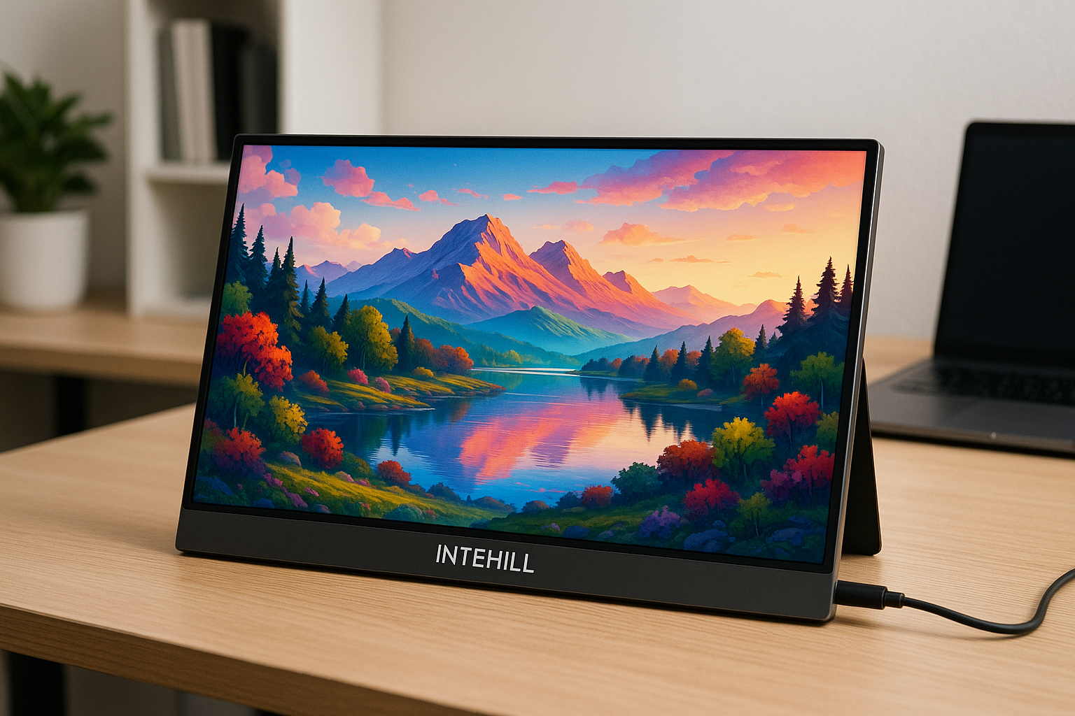 Intehill モバイルモニター 15.6 インチ 100% P3広色域 500 Nits 高輝度 FHD 1080P HDR対応 IPS液晶パネル 60Hz 持ち運び モニター 軽量 薄型 モバイルモニター VESA対応 USB C/mini HDMI付き スマホ/PS4/XBOX/Switch/PC/Macなど対応 在宅勤務・リモートワーク 高色忠実度と鮮やかなアプリ対応 (F15NC)