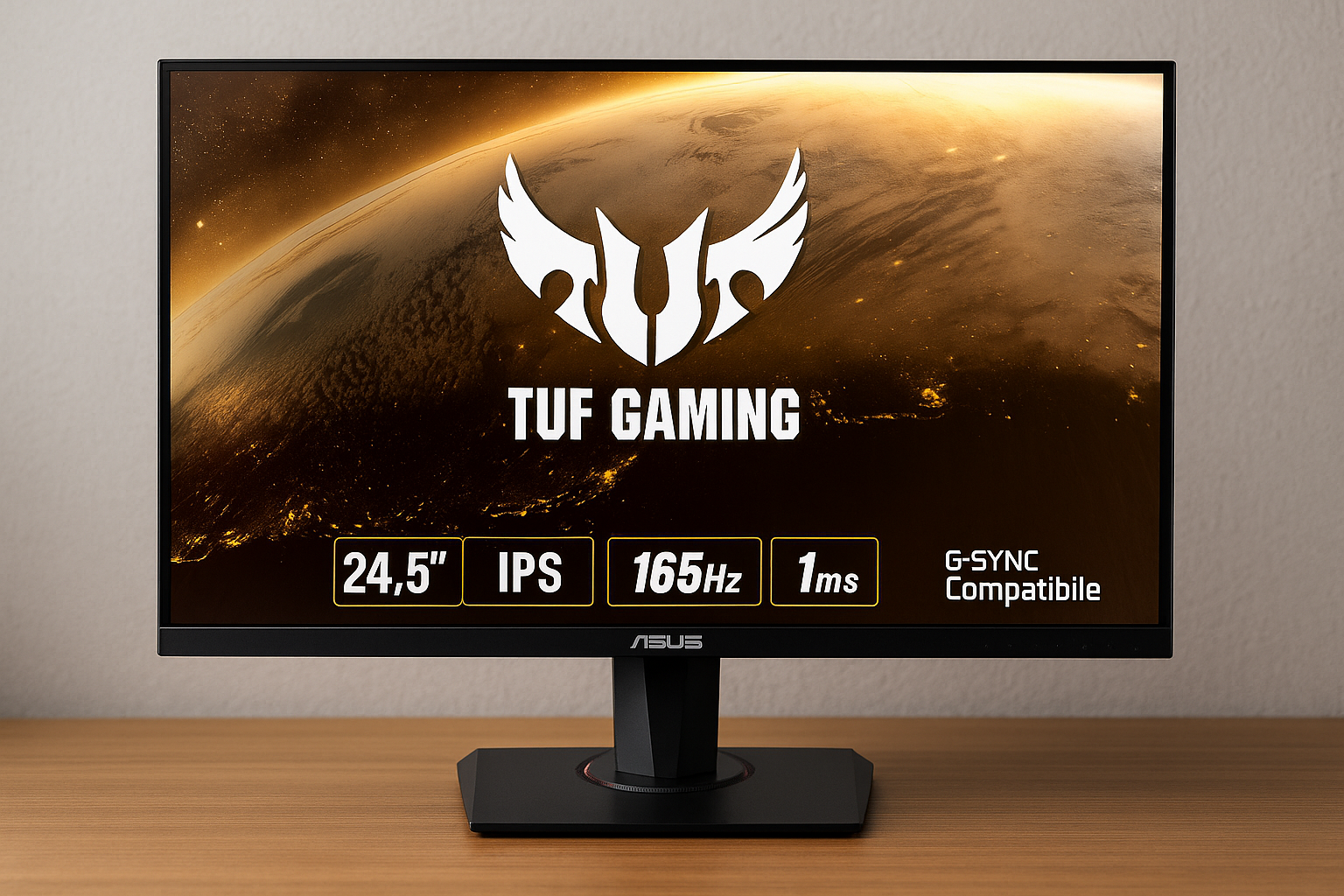 ASUS ゲーミングモニター TUF Gaming VG259QR-J 24.5インチ / フルHD/IPS / 165Hz / 1ms / PS5対応 / G-Sync compatible/DP,HDMIx2 / 高さ調整/縦横回転 / 4年保証 / 国内正規品