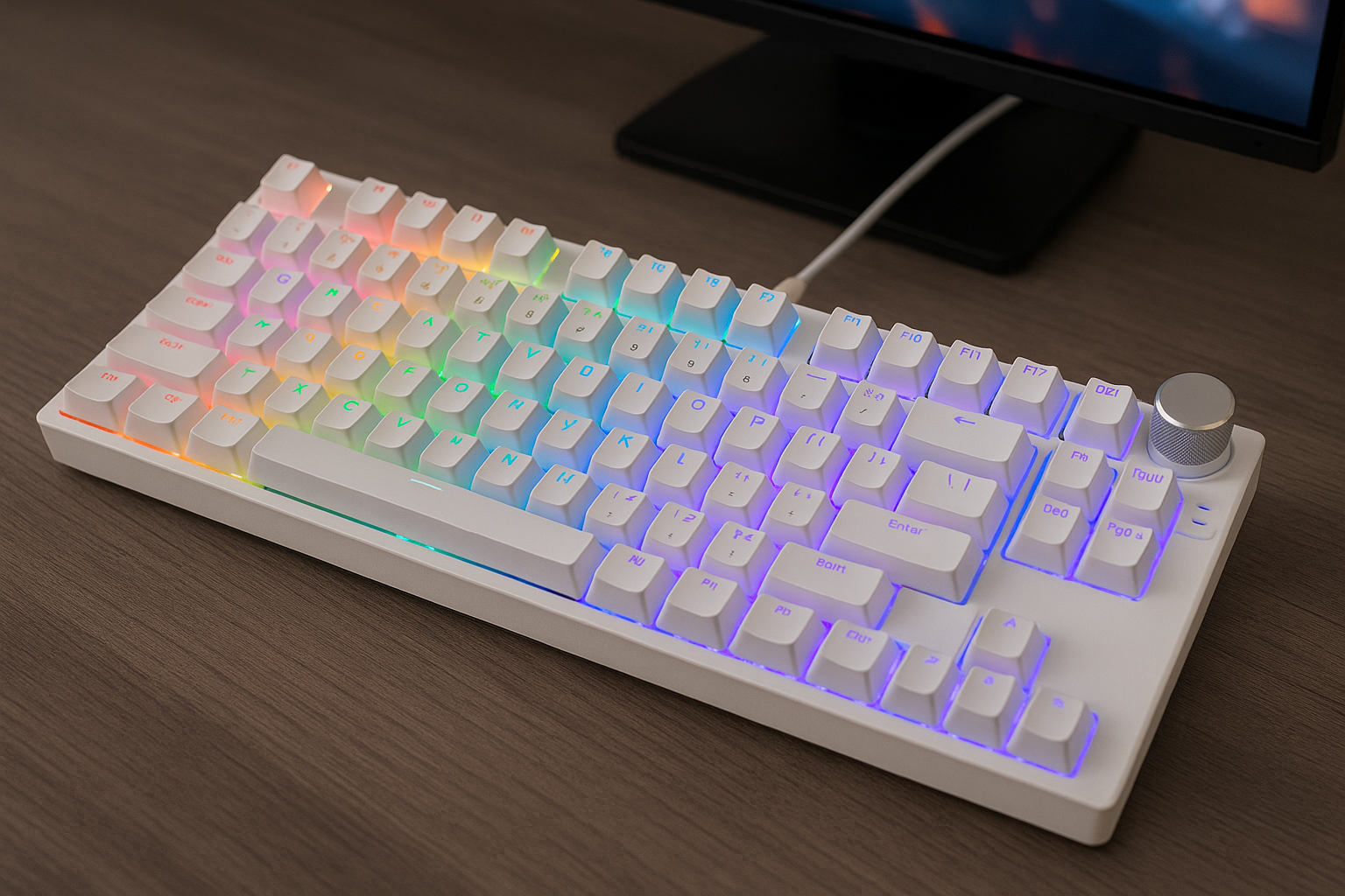 DrunkDeer A75 ラピッドトリガー キーボード メカニカル TKL ゲーミング 磁気スイッチ RGB 有線 USB コンパクト 82キー ノブ付き ゴースト防止 こぼれ防止 ホワイト