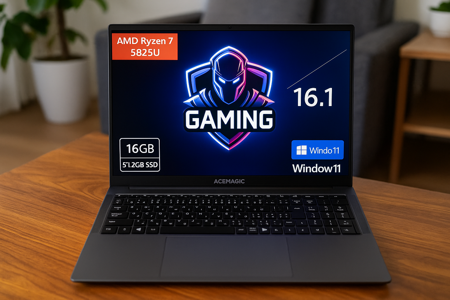 ACEMAGIC 2024新版 ノートパソコン ゲーミング AMD Ryzen 7 5825U（8C16T）プロセッサー ゲーミングpc 16.1 インチ ノートPC 動作より快適 最大4.5GHz 16GBメモリ 512GB NVMe SSD FHD 1080P Laptop Windows11 Type-C(データ) 高速放熱静音/日本語キーボード
