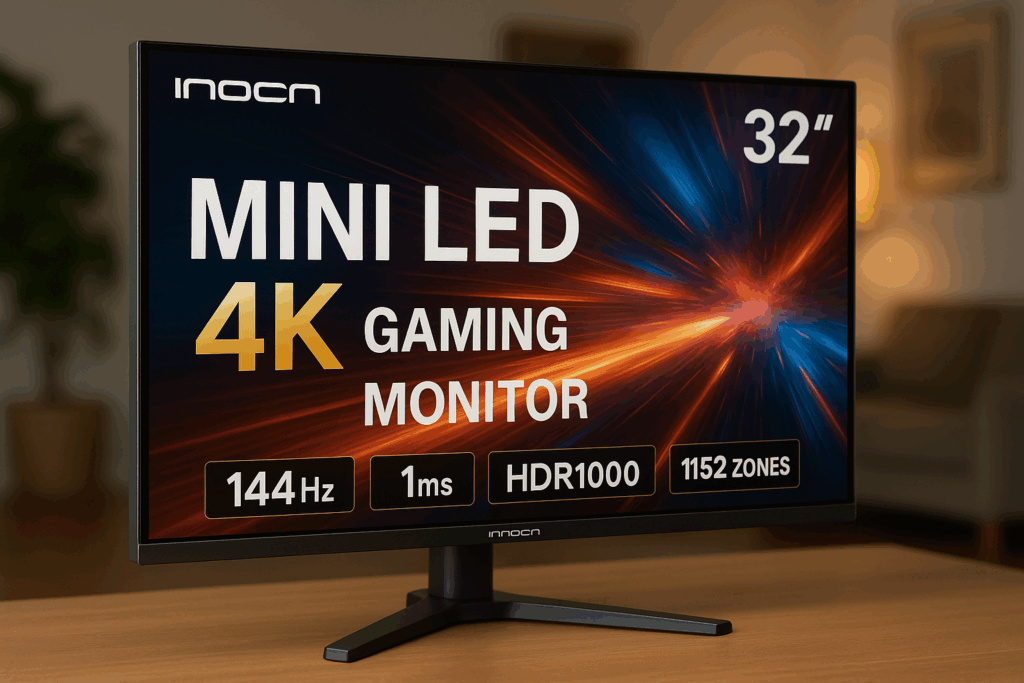 INNOCN ミニLED 4K ゲーミング モニター 32インチ 最大144Hz 1ms HDR1000 MiniLED 1152分割 QD 量子ドット HDMI2.1 最大輝度800+Nits 144Hz ディスプレイ UHD PC monitor 動画編集 デザイン モニター 90W IPS非光沢 スピーカー付き ゲーム 家庭用 ビジネス 32M2V
