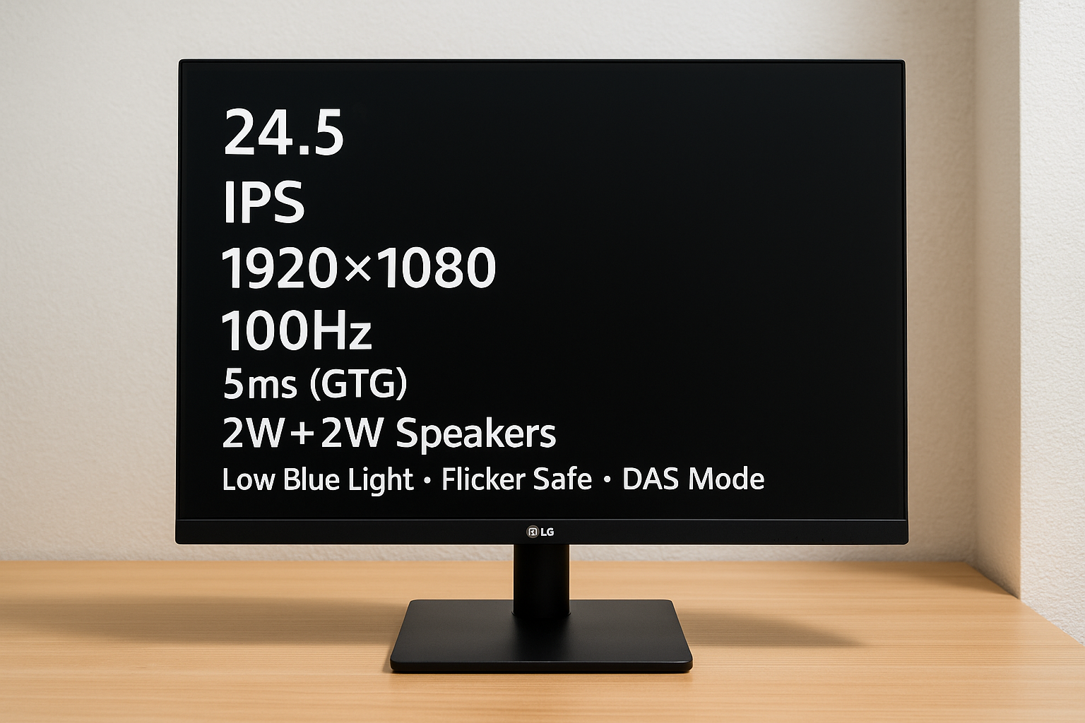 LG モニター 25MS550-B 24.5インチ /アンチグレア/IPS/1920×1080/100Hz/5ms(GTG)/2W+2Wスピーカー/ブルーライト低減・フリッカーセーフ機能/DAS Mode(自動低遅延モード)/ブラックスタビライザー/HDMI×2/チルト・高さ調整対応