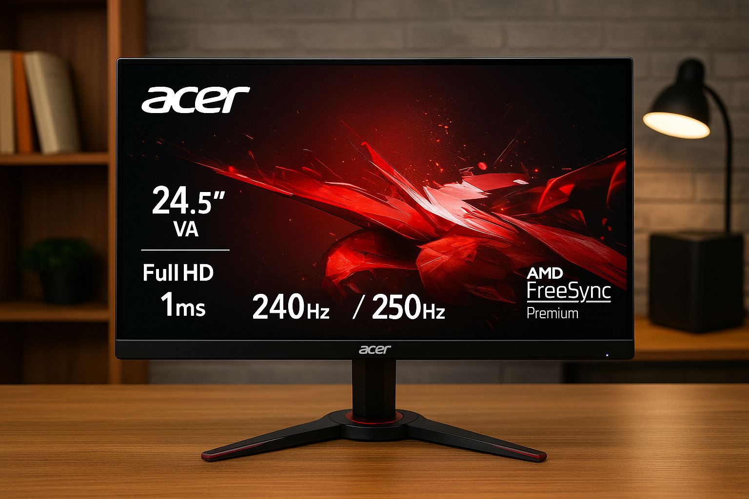 日本エイサー Acer ゲーミングモニター 24.5インチ VA 非光沢 フルHD 1ms 240Hz HDMI (250Hz DisplayPort/オーバークロック) AMD FreeSync™ Premium HDR 10 スピーカー内蔵 ヘッドホン端子 VESAマウント対応 チルト KG251QZbmiipx