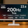 Gatsu ゲーミングモニター 白 23.8インチ 200Hz 1ms Fast HVAパネル FHD 200Hz/180Hz/165Hz/144Hz ps5/switch/xbox対応 パソコン モニター pcモニター ホワイト 2mm狭額縁 HDR/FreeSync(VRR)/G-Sync/OverDrive/チルト/スピーカー内蔵 イヤホン/HDMI/DP/USB-A2.0(スマホ充電可能)