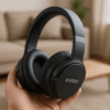 ワイヤレス ヘッドホン KVIDIO Bluetooth 5.3 65時間再生 ヘッドホン 40mm HD ドライバーユニット オーバーイヤーヘッドホン マイク内蔵 ヘッドホン 有線 無線 両用 遮音 密閉型 ハンズフリー通話可能 ブルートゥース ヘッドフォン ブラック (黒)