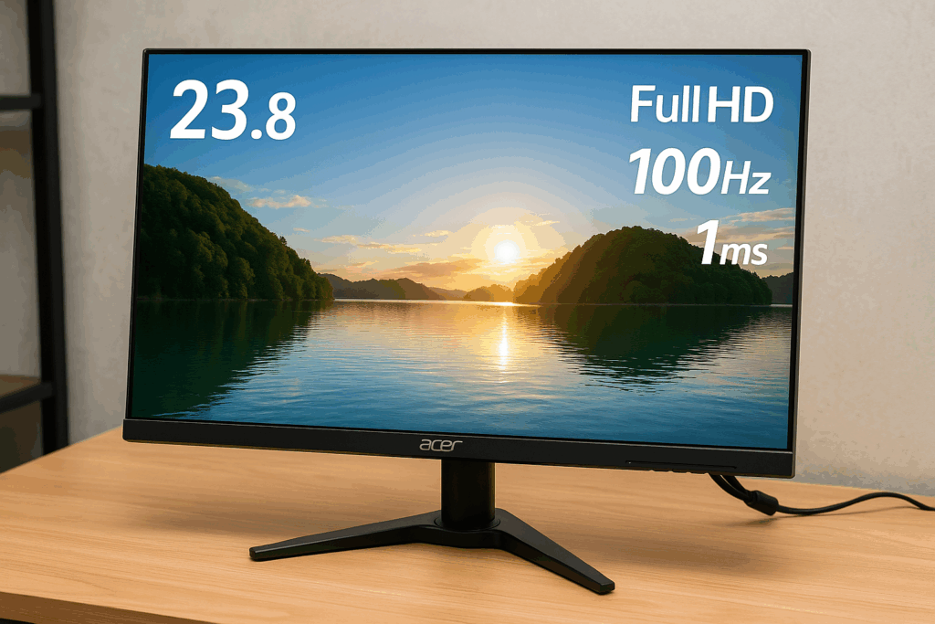 日本エイサー Acer モニター 23.8インチ フルHD VA 非光沢 100Hz 1ms HDMI ミニD-Sub15 VESAマウント対応 スピーカー内蔵 AMD FreeSync KA242YHbmix