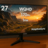 KOORUI ゲーミングモニター 27インチモニター WQHD 170Hz 1ms PCモニター ディスプレイ VA AdaptiveSync G-SYN互換 DPx1/HDMIx2/ブルーライトカート/VESA/ゲームモード（FPS/RPG）/傾き調節 GN03