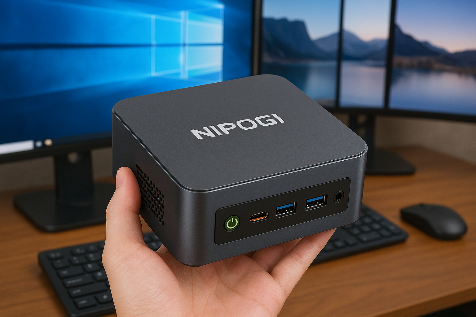 NIPOGI ミニpc AMD Ryzen 7 5825U (8C/16T最大4.50GHz) mini PC 16GB DD4 512GB SSD Windows11 Pro 4K60Hz 3画面出力 Type-C WiFi 6 Bluetooth 5.2