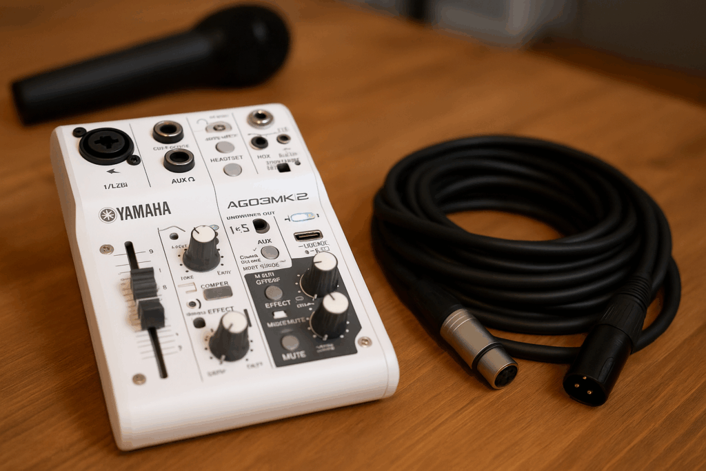 ヤマハ YAMAHA ライブストリーミングミキサー 3mマイクケーブルセット 3チャンネル ホワイト AG03MK2 W MC