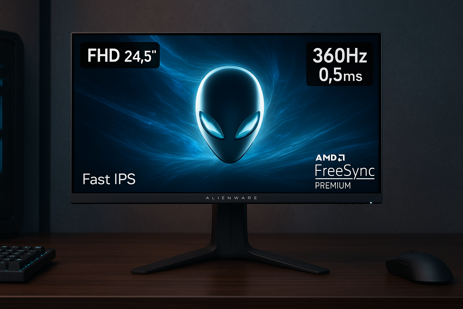 Dell AW2523HF 24.5インチ Alienware ゲーミングモニター(3年間無輝点交換保証/FHD/Fast IPS,非光沢/DP,HDMI/sRGB 99%/縦横回転,高さ調整/0.5ms/360Hz/AMD FreeSync ™Premium)