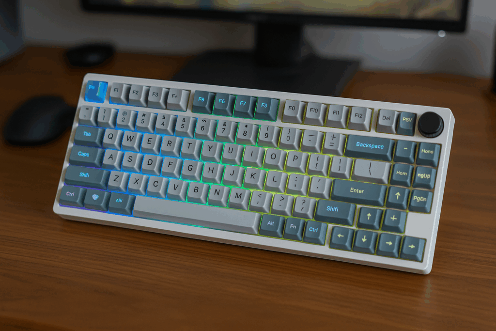 EPOMAKER x Aula F75 ゲーミングキーボード ガスケット メカニカルキーボード 5層パッド＆ノブ付き 75% ワイヤレス ホットスワッパブル Bluetooth/2.4GHz/USB-C RGB 技適認証取得