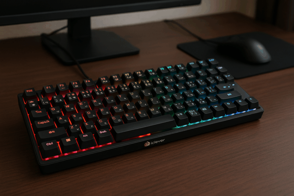 iClever ゲーミングキーボード テンキーレス 赤軸 メカニカル キーボード 日本語配列 有線 91キー 80%サイズ カスタマイズ 24種類 バックライト ゲーム/オフィス用 パソコンキーボード Windows対応 G06 (ブラック)