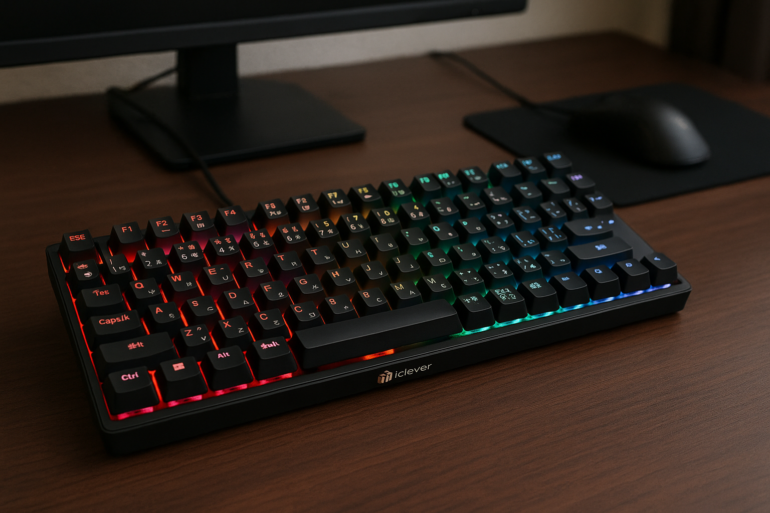 iClever ゲーミングキーボード テンキーレス 赤軸 メカニカル キーボード 日本語配列 有線 91キー 80%サイズ カスタマイズ 24種類 バックライト ゲーム/オフィス用 パソコンキーボード Windows対応 G06 (ブラック)