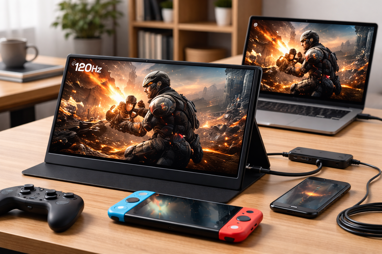 Tpsmtdis 18.5インチ ポータブルモニター、ラップトップモニター 120Hz トラベルゲームモニター、400Nits HDR FHD プラグアンドプレイデュアルスピーカー、PC、タブレット、Mac、Switch、Xbox、PS3/4/5 用の外部スクリーン (18.5 インチのディスプレイ)