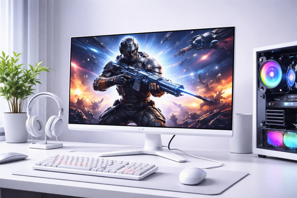 cocopar モニター 24.5インチ 白 Type-C接続可 ゲーミングモニター 200Hz/180Hz/165Hz/ 144Hz/ 120Hz対応 120%sRGB広色域 350nit高輝度 1ms応答 1080p 非光沢IPS VESA対応 角度調整 HDMI2.0 DP1.4 FreeSync/HDR/OD/MPRT/チルト スピーカー内蔵 パススルー充電 ホワイト HG-245HCW