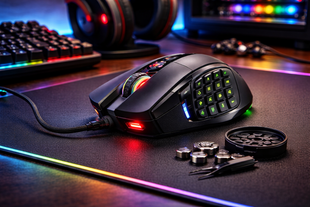 RED SAMURAI ゲーミングマウス 有線 マウス 16400dpi 1000Hz 18個 プログラムボタン サイドボタン ウエイト調整 安定のグリップ バックライト カスタマイズ プログラム MMO/FPS/MOBA ゲームマウス (ブラック)