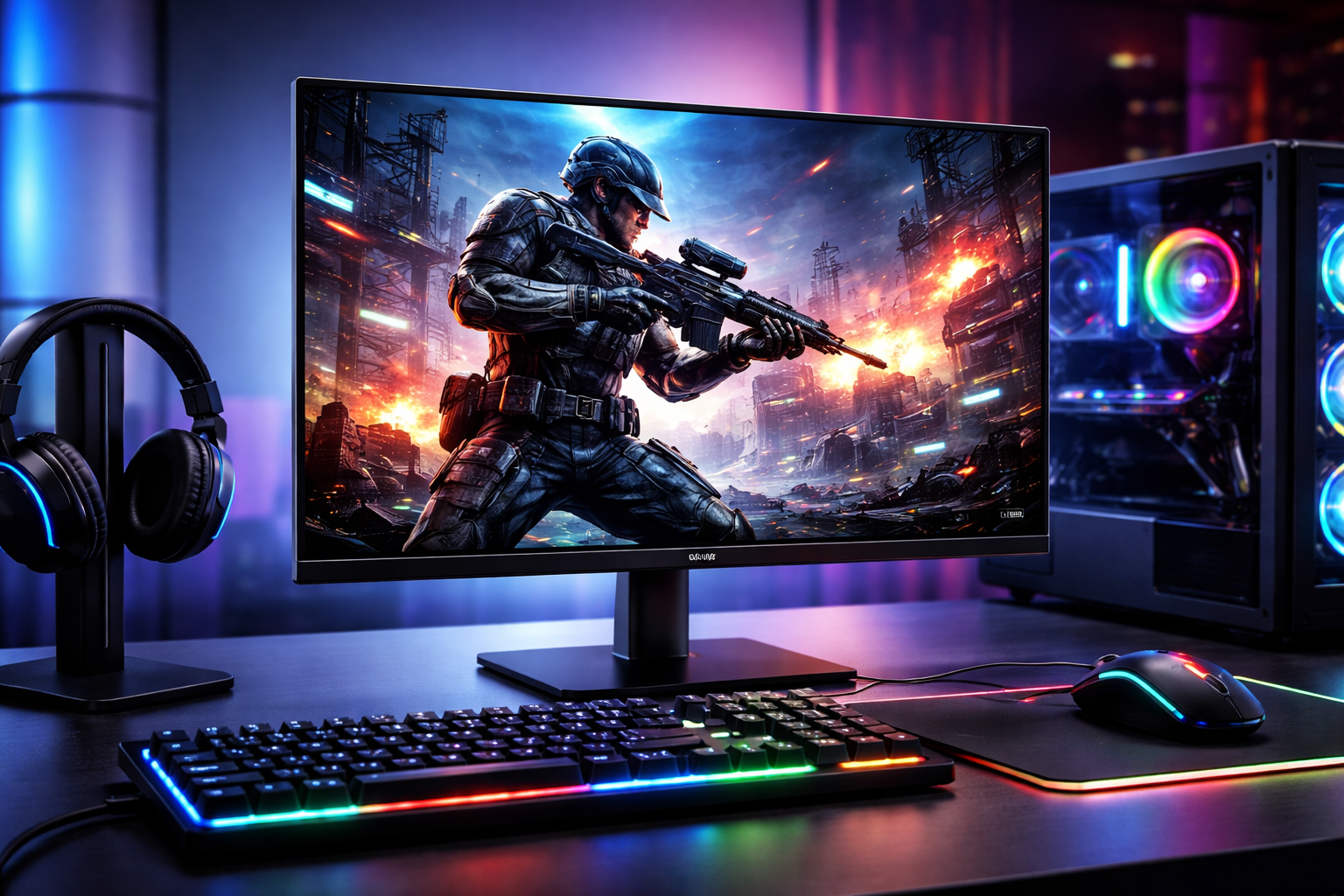 KOORUI ゲーミングモニター 24 インチ 165Hz 1ms(GtG) Fast IPSパネル FPS向き フルHD ゲームモニター Adaptive Sync対応 pcモニター 傾き調節 HDMI×2 DisplayPort