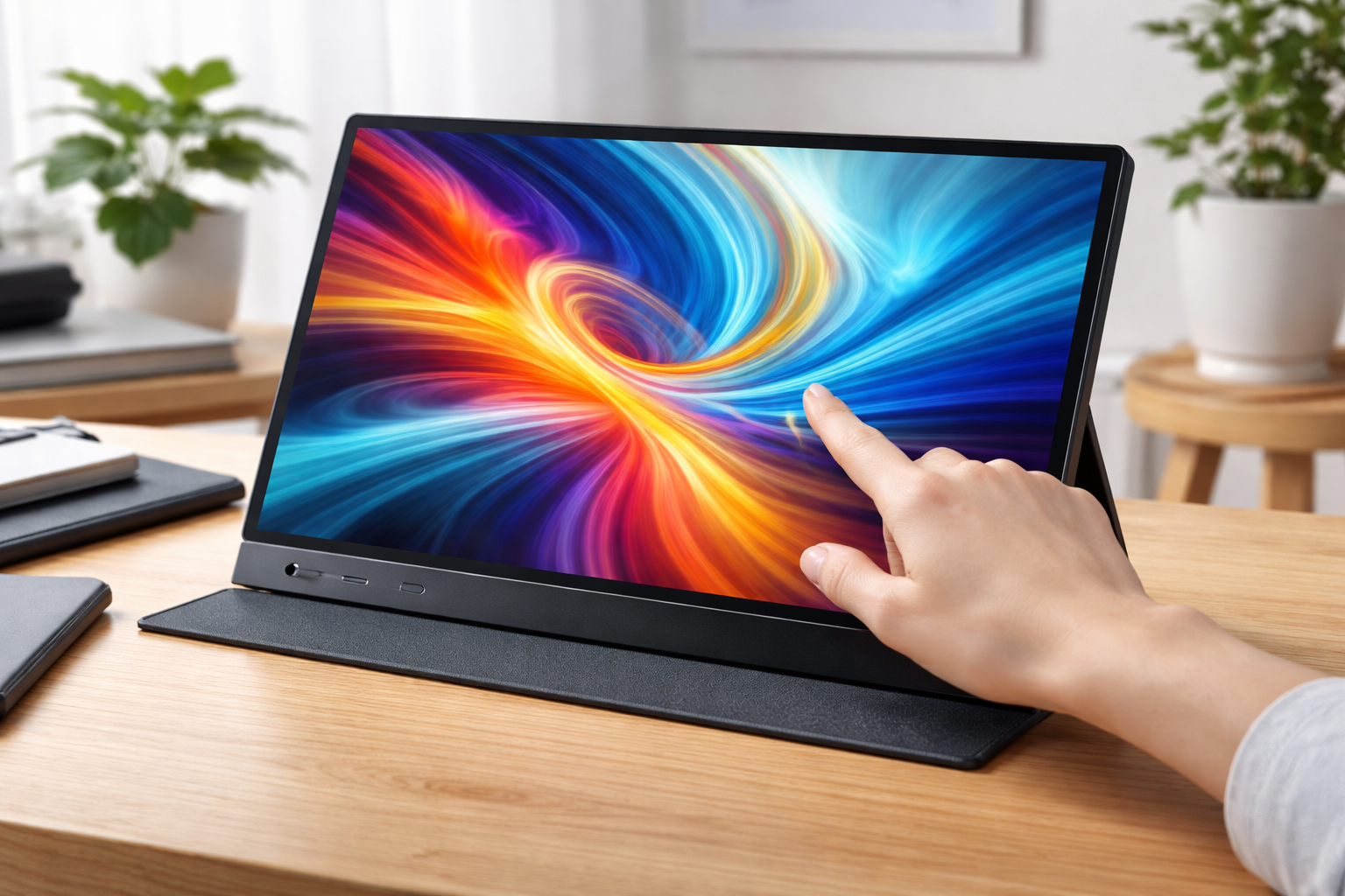 アイリスオーヤマ モバイルモニター 15.6inch タッチ有 FHD スピーカー内蔵 (365日24時間サポート 日本メーカー) DP-FF-164U-B