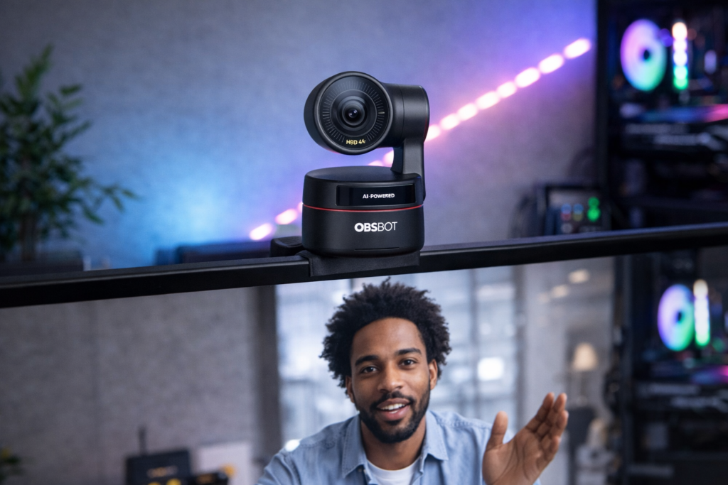 OBSBOT TINY 2 webカメラ AI自動追跡 ウェブカメラ HDR 4K 5000万画素 全画素AF ジェスチャー 音声制御 ノイキャンマイク 会議 ライブ配信 ビデオ通話 PC Mac Windows