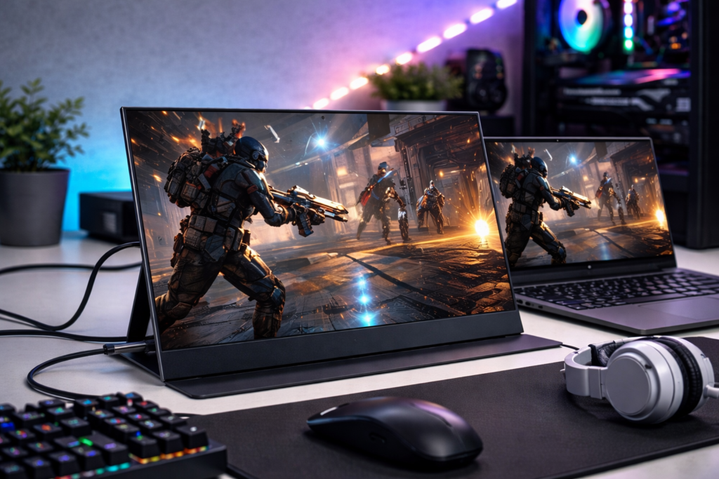 Intehill モバイルモニター 240Hz 15.6インチ Fast IPS・FreeSync・HDR対応 2ms応答速度・sRGB 100%・CNCアルミボディ採用 USB-C & HDMIポート搭載 軽量 薄型 モバイルディスプレイは、ゲーミング用やビデオ編集、映画鑑賞、デザイン作業に最適 さらに多機能（Intehill F15ND)