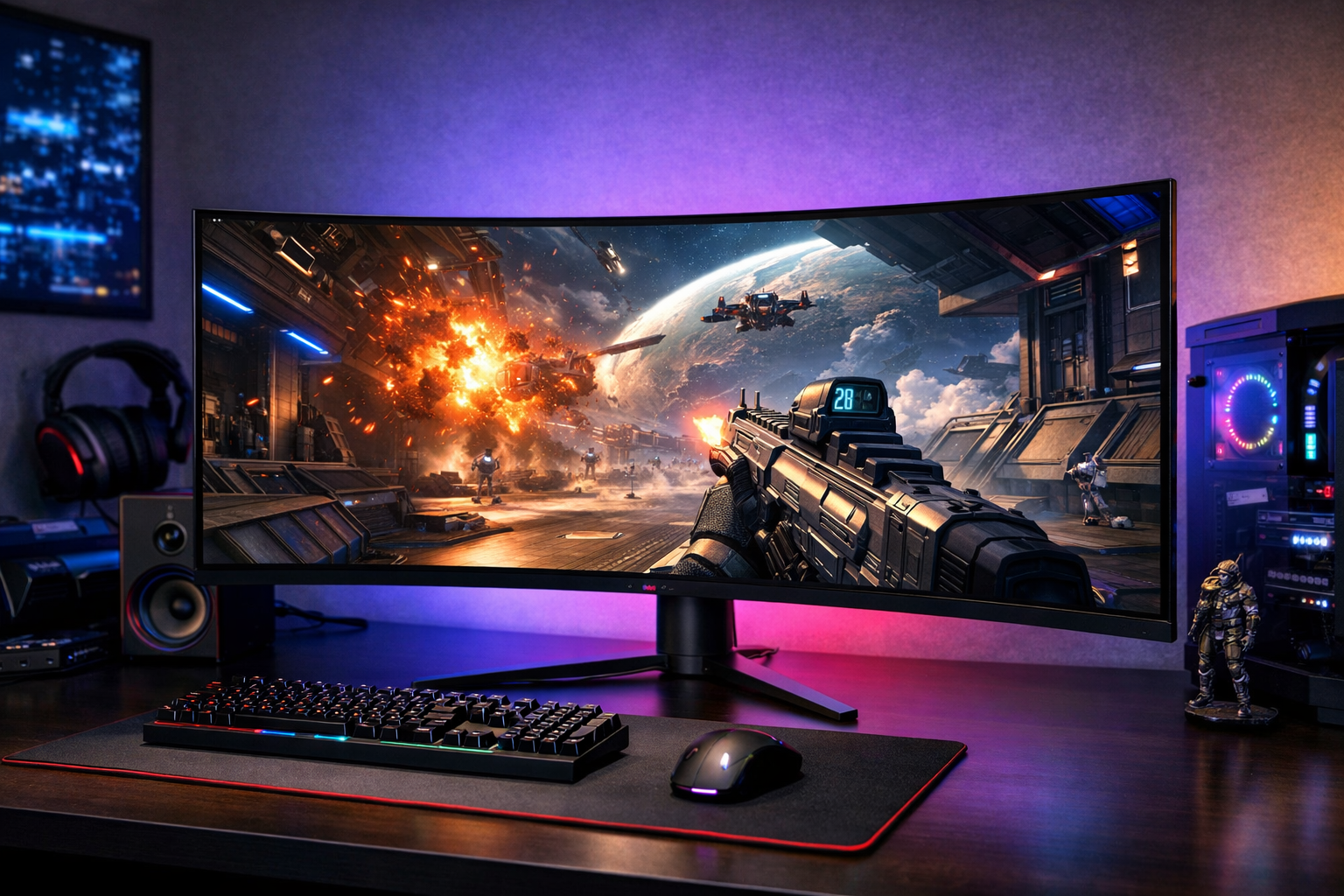 LG ゲーミング モニター UltraGear OLED 39GS95QE-B 39インチ/有機EL/21:9 曲面 ウルトラワイド(3440×1440)/240Hz/0.03ms(GTG)/VESA ClearMR 13000/DisplayHDR TRUE BLACK 400/DCI-P3 98.5%/PIP､PBP(2PBP)