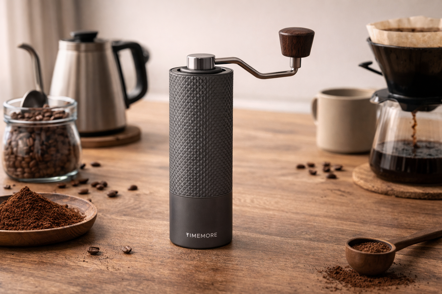 タイムモア TIMEMORE 栗子C2 手挽きコーヒーミル 手動式 コーヒーグラインダー ステンレス臼 粗さ調整可能 4色選択可 清掃しやすい coffee grinder 家庭用 省力性 ダイヤモンド (C2-ダークグレー)