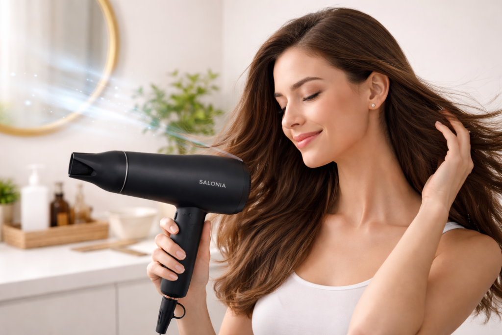 SALONIA サロニア スピーディーイオン ドライヤー 大風量 速乾 軽量 マイナスイオン ヘアドライヤー SL-013BK ブラック