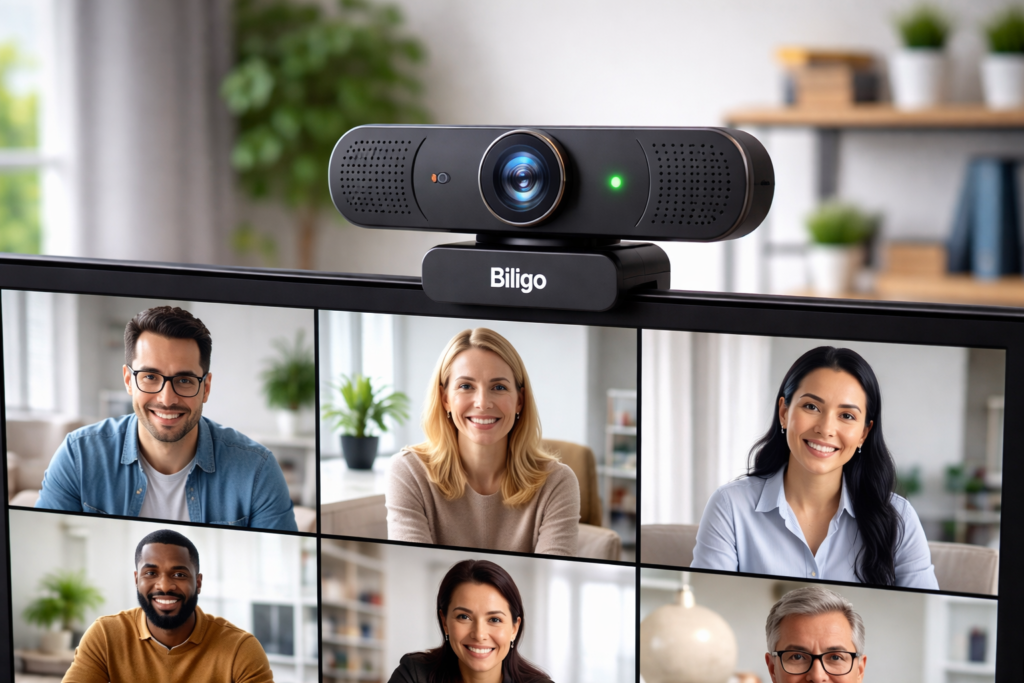 Biligo ウェブカメラ Webカメラ 1080Pフル HD200万画素の 超広角レンズ自動光線調整長距離マイク内蔵Zoom、Skype、Webミーティング、ビデオ通話、リモートワークなどに対応Windows XP/Vista/7/8/10/11、Linux with UVC、Mac OS等で幅広く使用可能2年間の無料保証付き