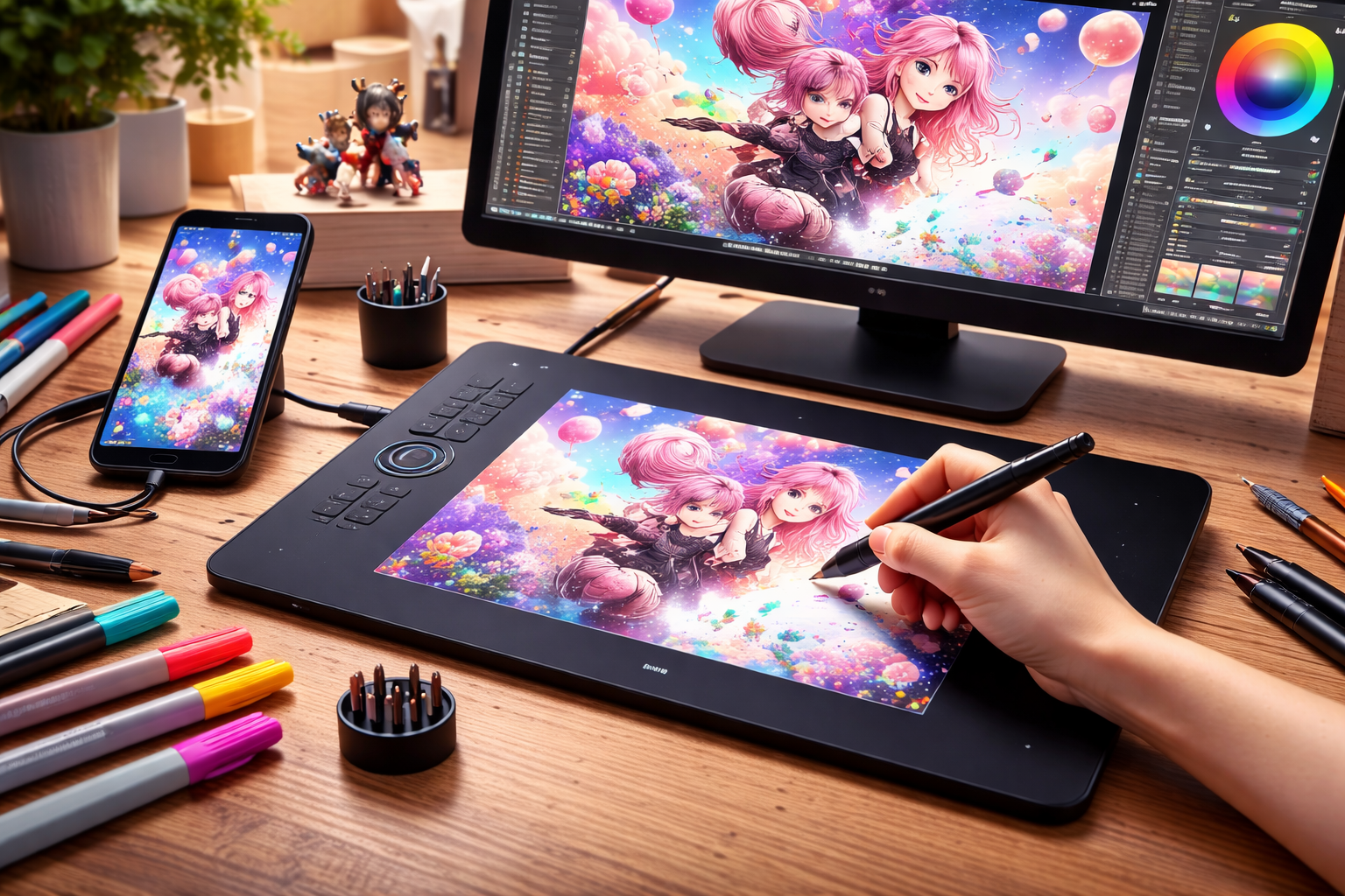 XPPen ペンタブレット Decoシリーズ 板タブ スマホ対応 絵描き ペイントソフト付き イラストコンテスト記念版 Deco01V2 Android