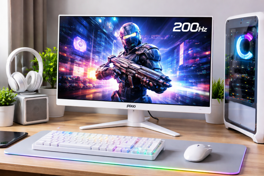 Pixio PX248 Wave White ゲーミングモニター 白 ホワイト 23.8インチ 200Hz FHD スピーカー内蔵 2年保証 30日間返品保証