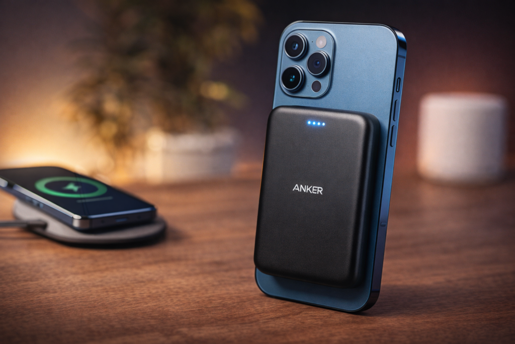 Anker MagGo Power Bank (10000mAh, Slim) Qi2認証 ワイヤレス充電 最大出力15W MagSafe対応 マグネット式ワイヤレス充電対応 コンパクト 薄型 小型 iPhone 16 / 15 / 14 / 13 / 12 シリーズ専用 (ブラック)