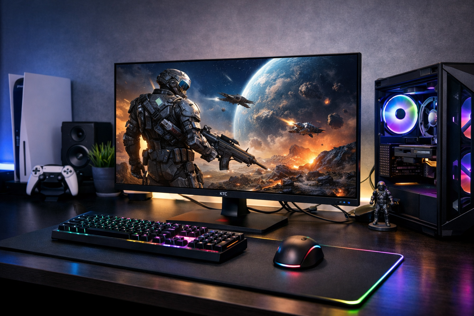 KTC 27インチモニターWQHD (2560x1440) Fast IPS 180Hz 1ms 124%sRGBゲーミングモニター低ブルーライトフリッカーフリーFreeSync & G-Sync対応高輝度300cd/m PS5対応HDMI×2 DP×2 3年保証H27T22C