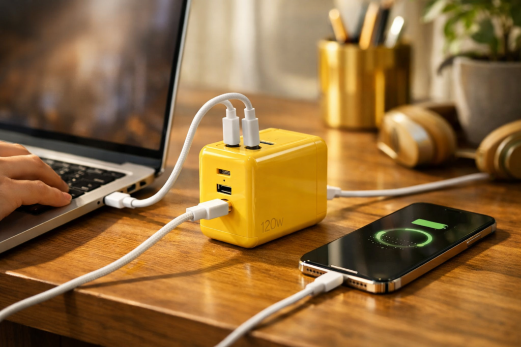Anker USB急速充電器 120W ライチュウモデル (USB PD 充電器 USB-A & USB-C 3ポート)【独自技術Anker GaNPrime採用 / PowerIQ 4.0 搭載/ PSE技術基準適合 / 折りたたみ式プラグ】MacBook PD対応Windows PC iPad iPhone Galaxy Android スマートフォン ノートPC 各種 その他機器対応 USB-C & USB-C ケーブル同梱 ポケモンケーブルバンド ポケモンデザイン