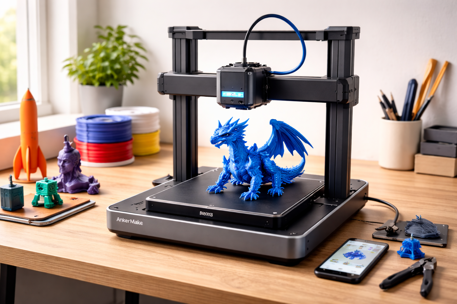 AnkerMake M5C 3Dプリンター 高速プリント 最大移動速度500mm/s 高精度 オートレベリング 簡単設置 DIY