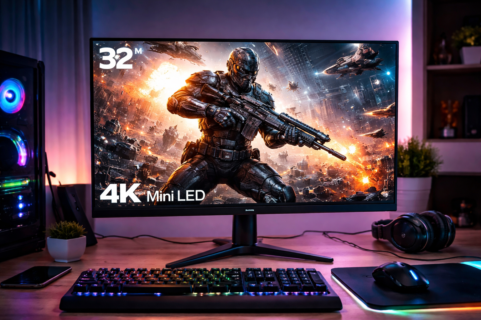 INNOCN ミニLED 4K ゲーミング モニター 32インチ 1ms HDR1000 MiniLED QD 量子ドット HDMI2.1 最大輝度800+Nits 144Hz対応 ディスプレイ UHD PC monitor 動画編集 デザイン モニター IPS非光沢 スピーカー付き ゲーム 家庭用 ビジネス 32M2V